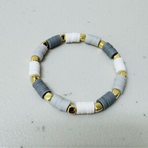 Gold and Gray Minimalist Beaded Bracelet